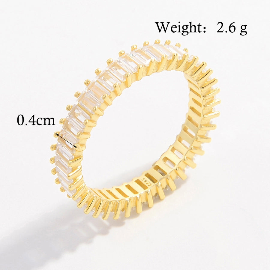 925 Sterling Silver Zircon Solid Color Rings