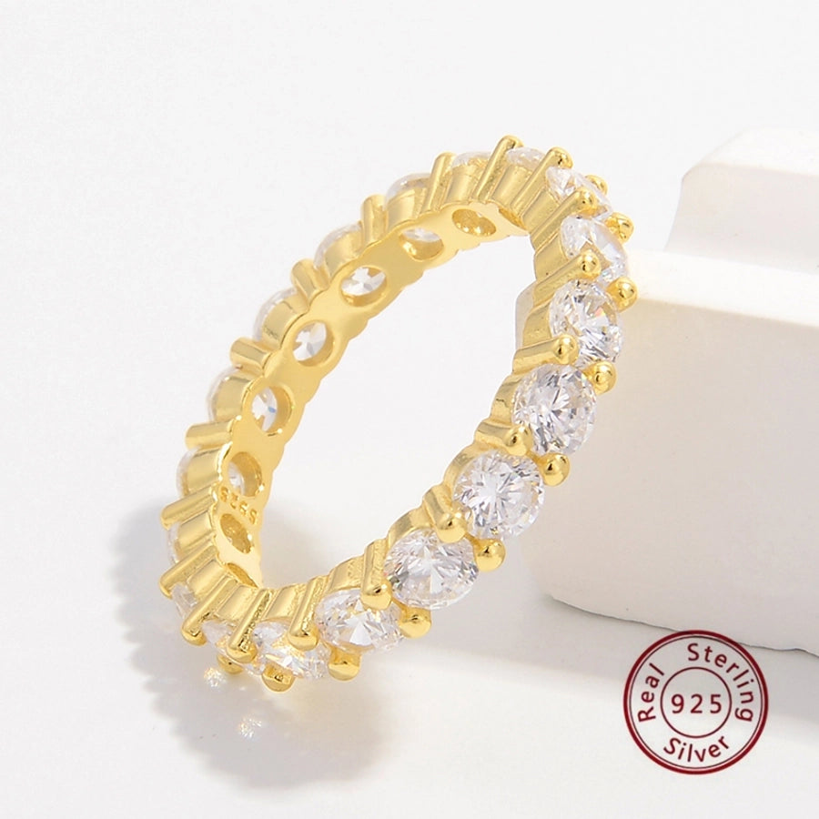 925 Sterling Silver Zircon Solid Color Rings