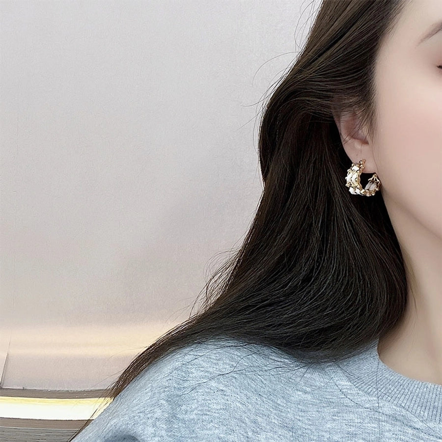 1 pair simple style c shape plating alloy cloth gold plated ear cuffs ear studs