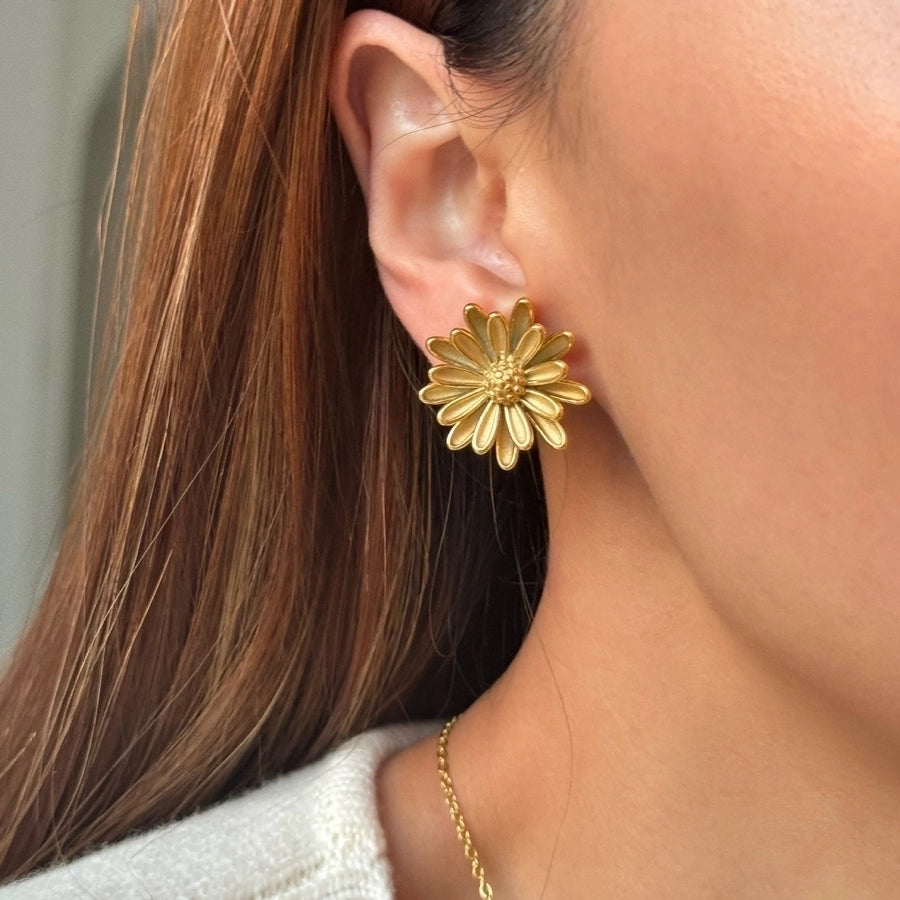 1 Pair Vintage Style Sweet Commute Flower Plating 304 Stainless Steel 18K Gold Plated Ear Studs