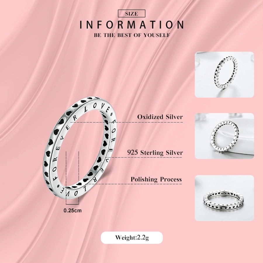 925 Sterling Silver Letter Heart Shape Rings