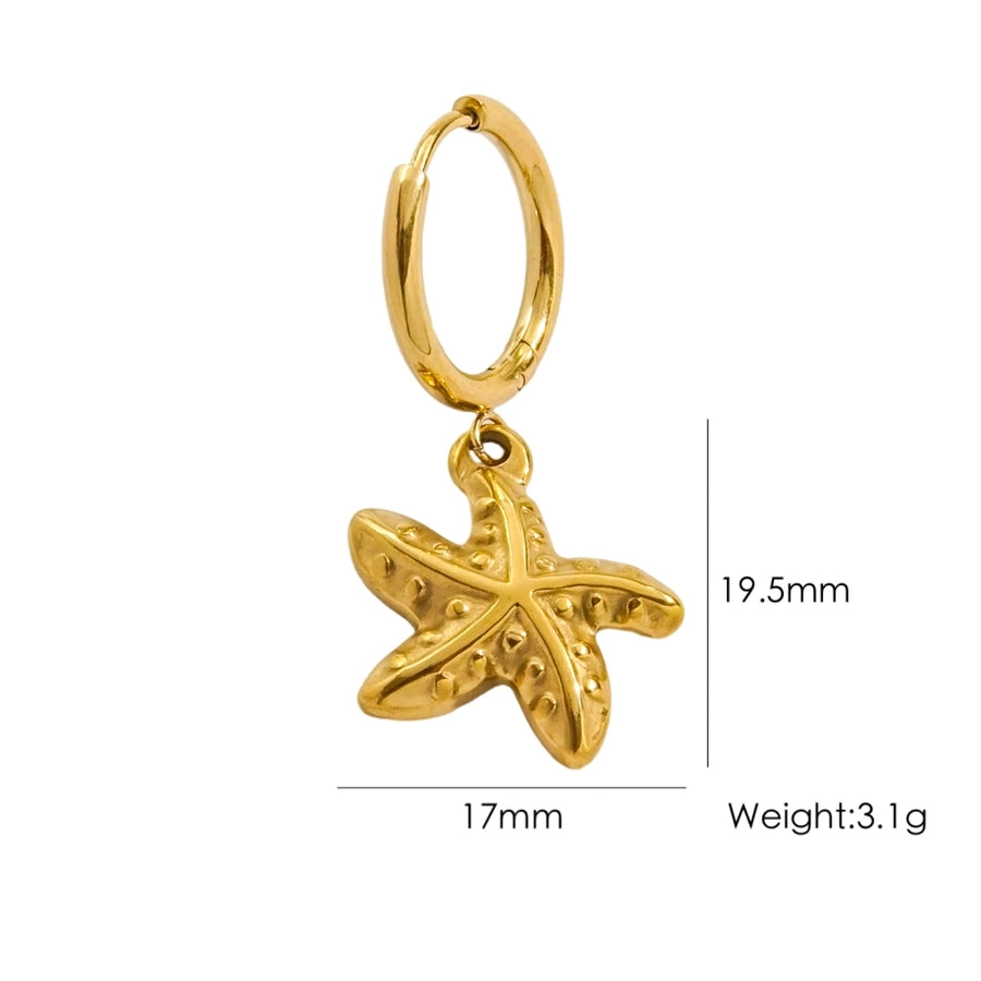 1 Piece IG Style Marine Style Beach Starfish Conch Dolphin Polishing 304 Stainless Steel 14K Gold Plated Drop Earrings
