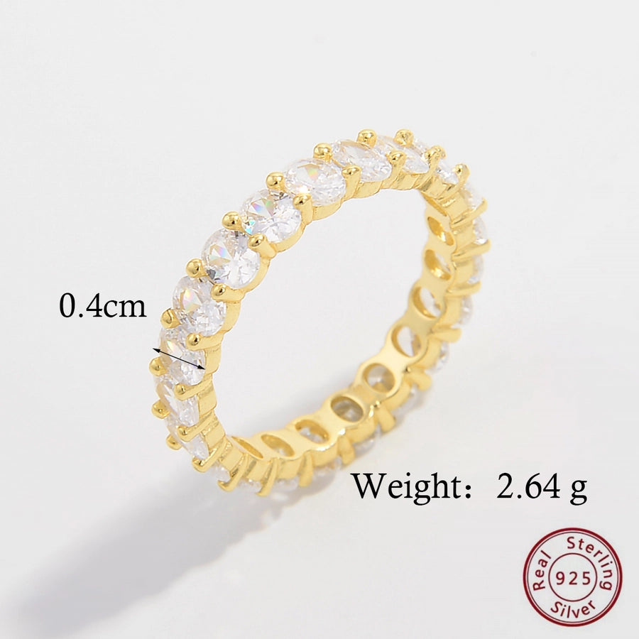 925 Sterling Silver Zircon Solid Color Rings