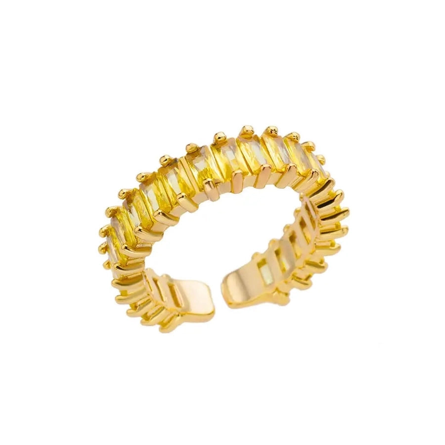 Copper Inlay Solid Color Rhinestones Rings