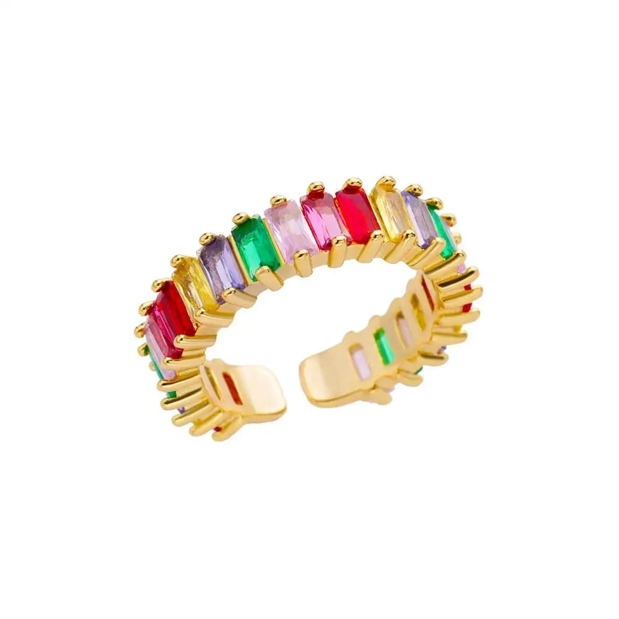 Copper Inlay Solid Color Rhinestones Rings