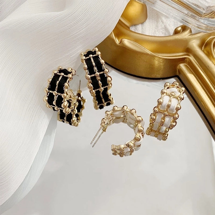 1 pair simple style c shape plating alloy cloth gold plated ear cuffs ear studs