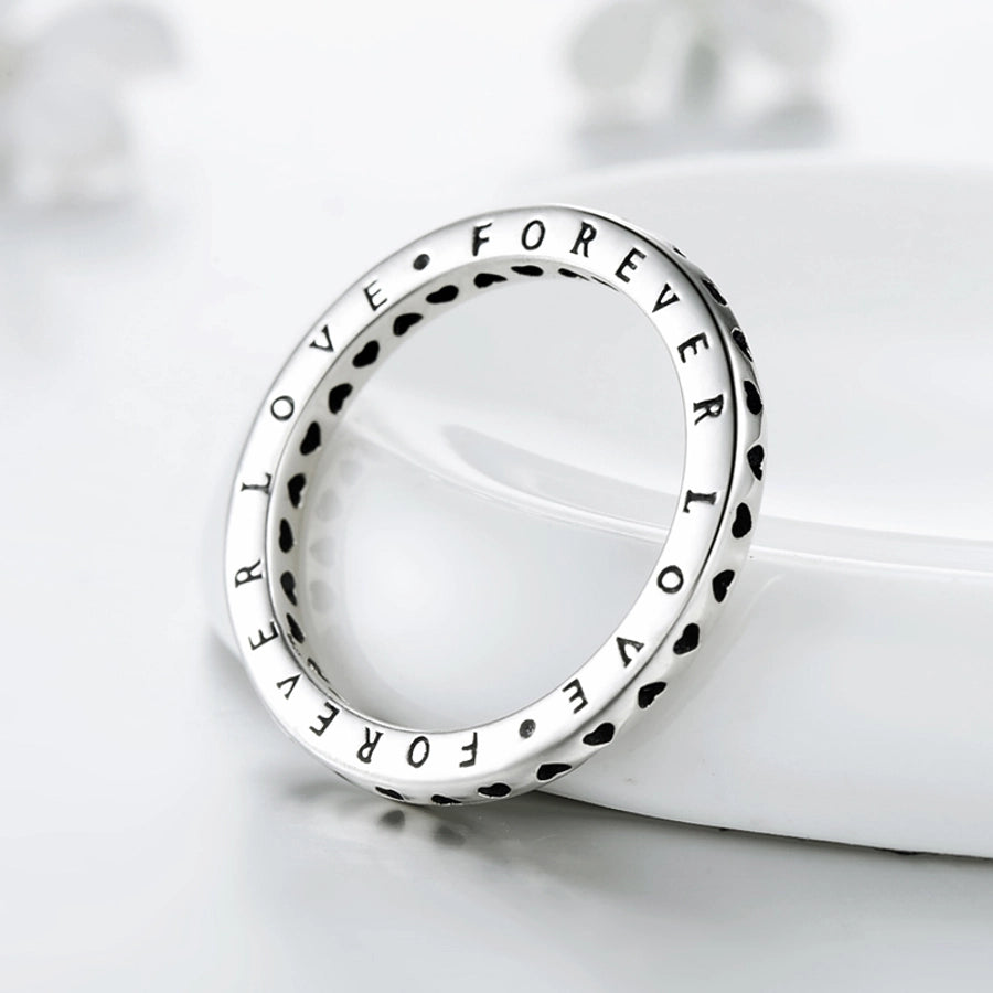925 Sterling Silver Letter Heart Shape Rings