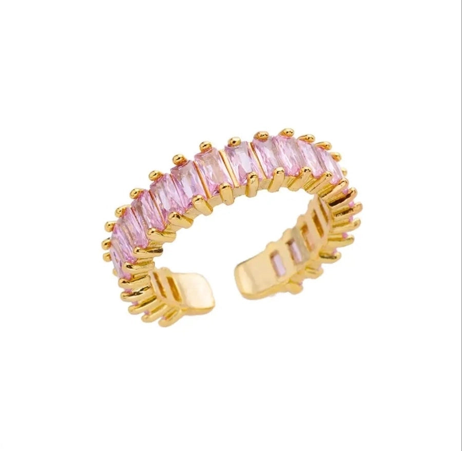 Copper Inlay Solid Color Rhinestones Rings