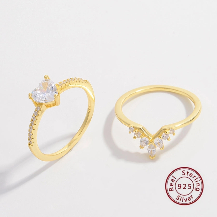 925 Sterling Silver Zircon Solid Color Rings