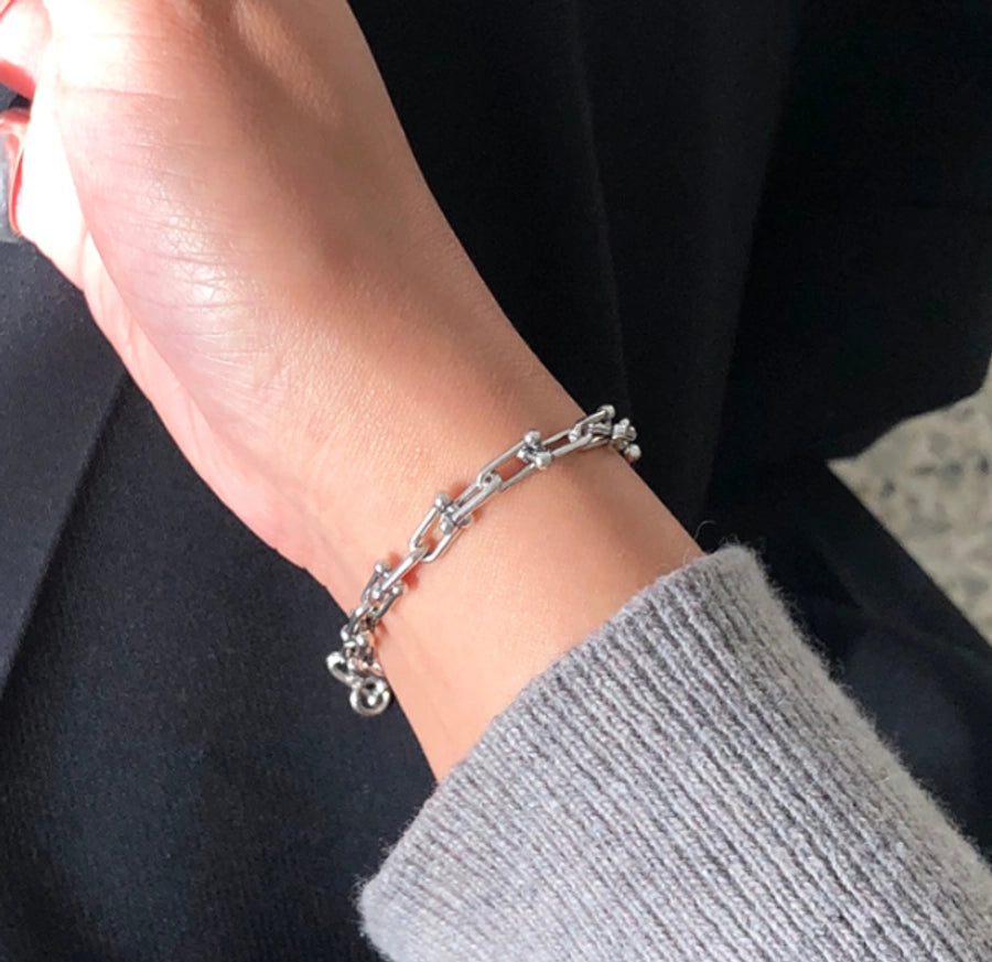 925 Sterling Silver Bracelets Basic Modern Style Classic Style