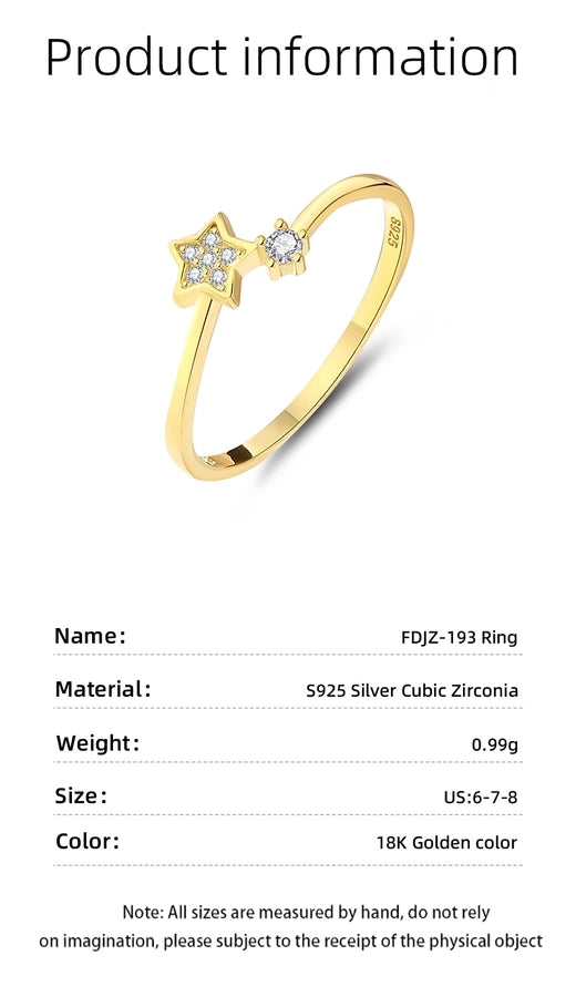 925 Sterling Silver Zircon Star Rings