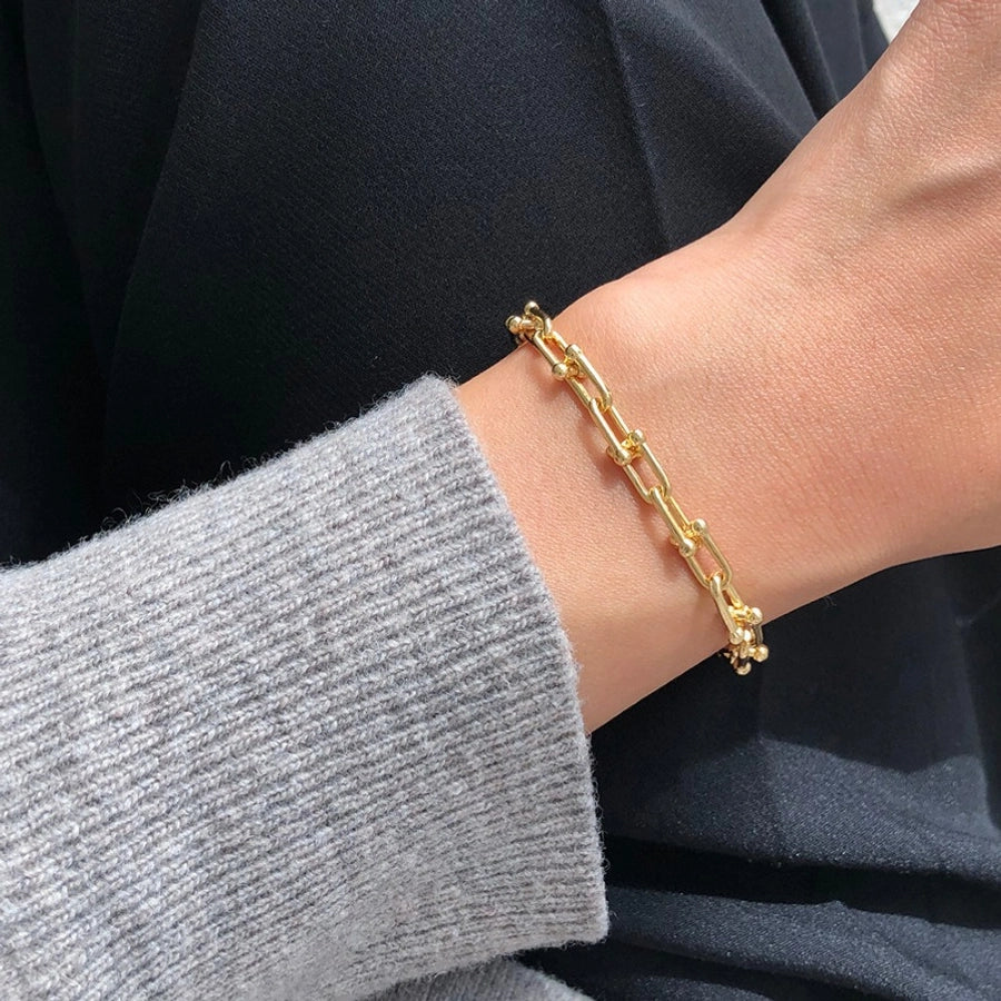 925 Sterling Silver Bracelets Basic Modern Style Classic Style