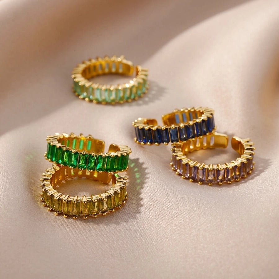 Copper Inlay Solid Color Rhinestones Rings