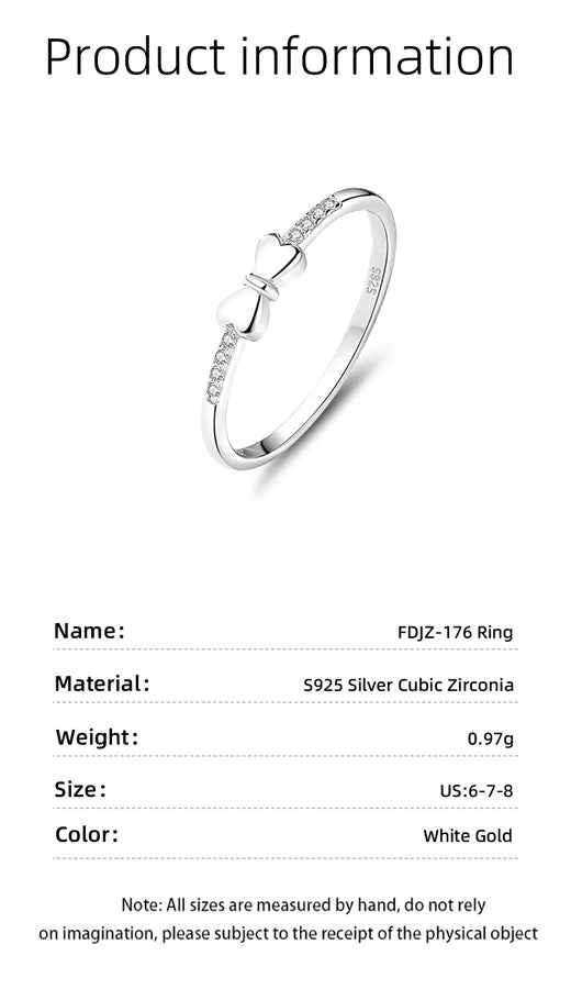 925 Sterling Silver Zircon Bow Knot Rings