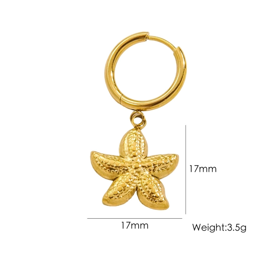 1 Piece IG Style Marine Style Beach Starfish Conch Dolphin Polishing 304 Stainless Steel 14K Gold Plated Drop Earrings