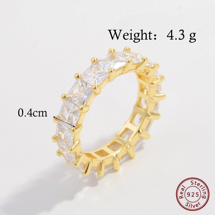 925 Sterling Silver Zircon Solid Color Rings