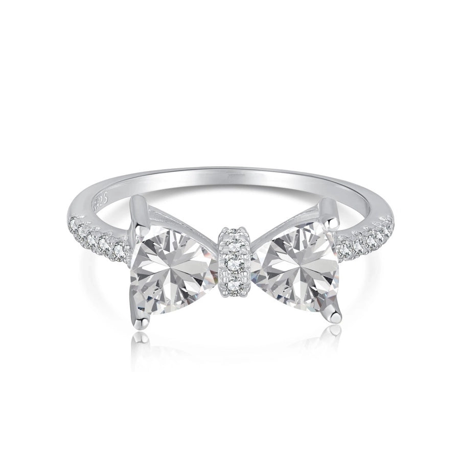 925 Sterling Silver Zircon Rings Bow Knot
