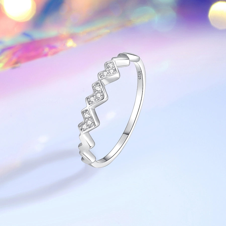 925 Sterling Silver Zircon Heart Shape Rings