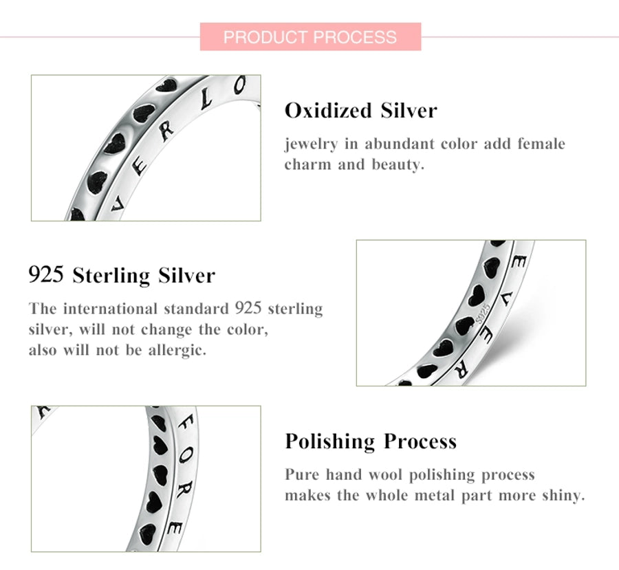 925 Sterling Silver Letter Heart Shape Rings