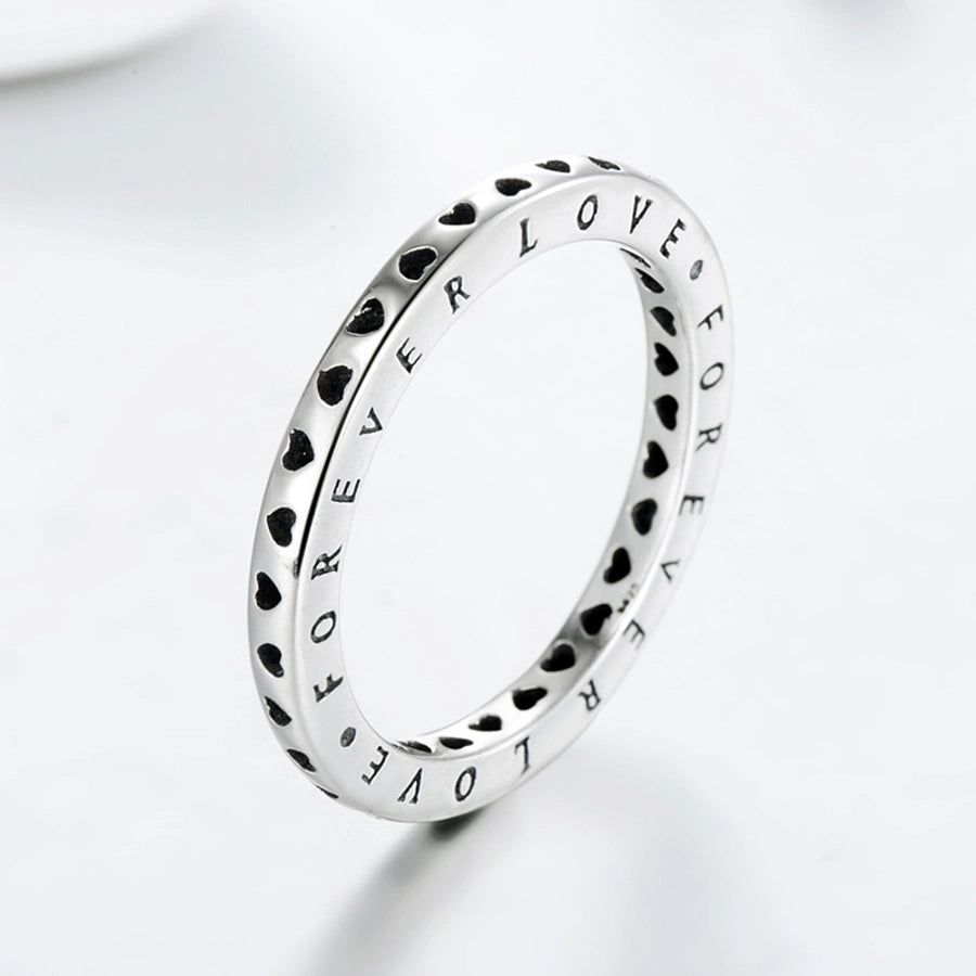 925 Sterling Silver Letter Heart Shape Rings