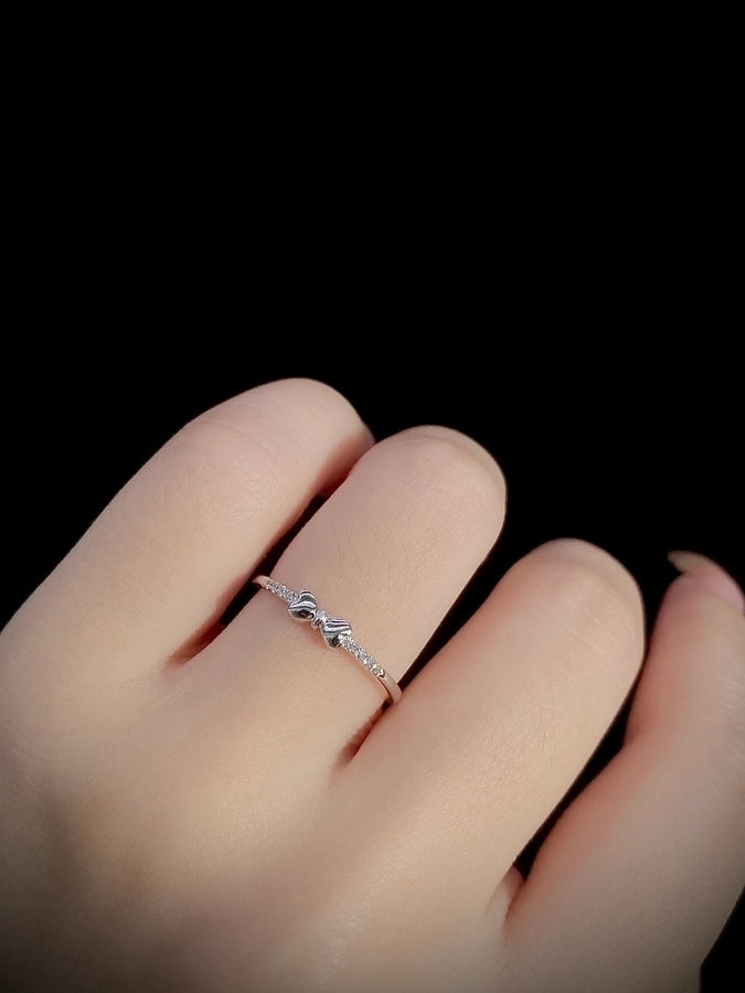 925 Sterling Silver Zircon Bow Knot Rings