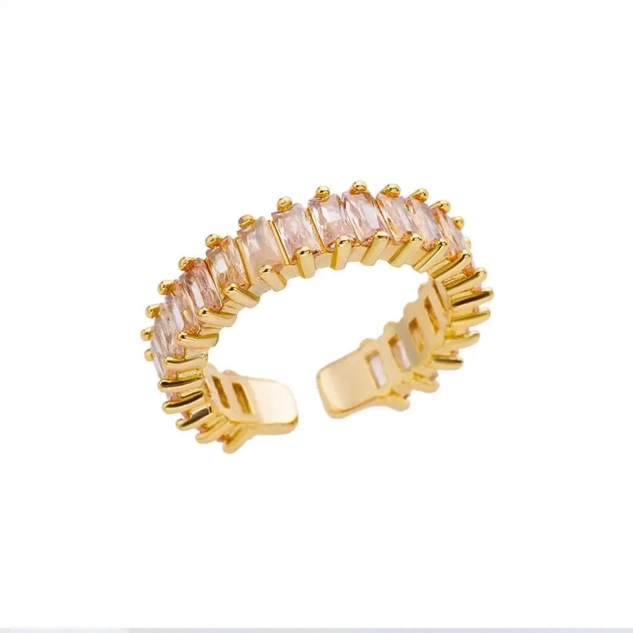 Copper Inlay Solid Color Rhinestones Rings