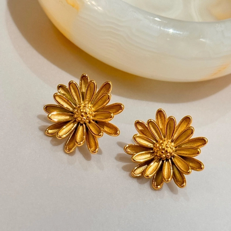1 Pair Vintage Style Sweet Commute Flower Plating 304 Stainless Steel 18K Gold Plated Ear Studs