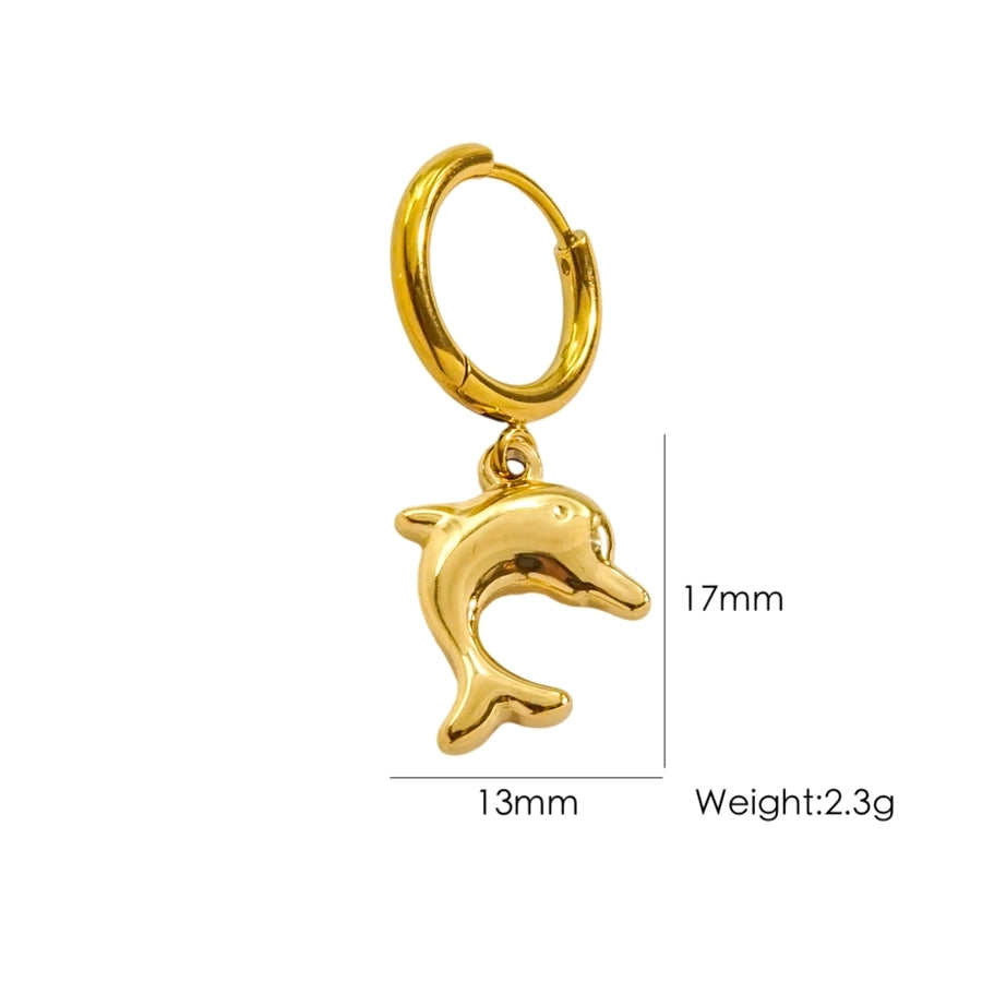 1 Piece IG Style Marine Style Beach Starfish Conch Dolphin Polishing 304 Stainless Steel 14K Gold Plated Drop Earrings