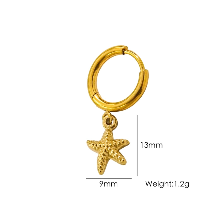 1 Piece IG Style Marine Style Beach Starfish Conch Dolphin Polishing 304 Stainless Steel 14K Gold Plated Drop Earrings