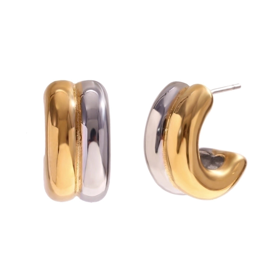 1 Pair Fashion C Shape Plating 304 Stainless Steel 18K Gold Plated Hoop Earrings