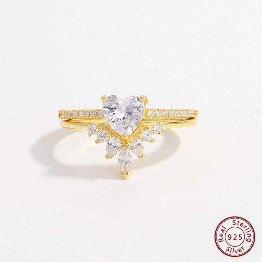 925 Sterling Silver Zircon Solid Color Rings