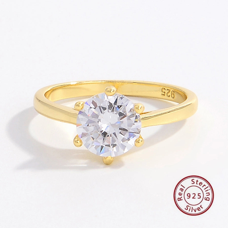 925 Sterling Silver Zircon Solid Color Rings