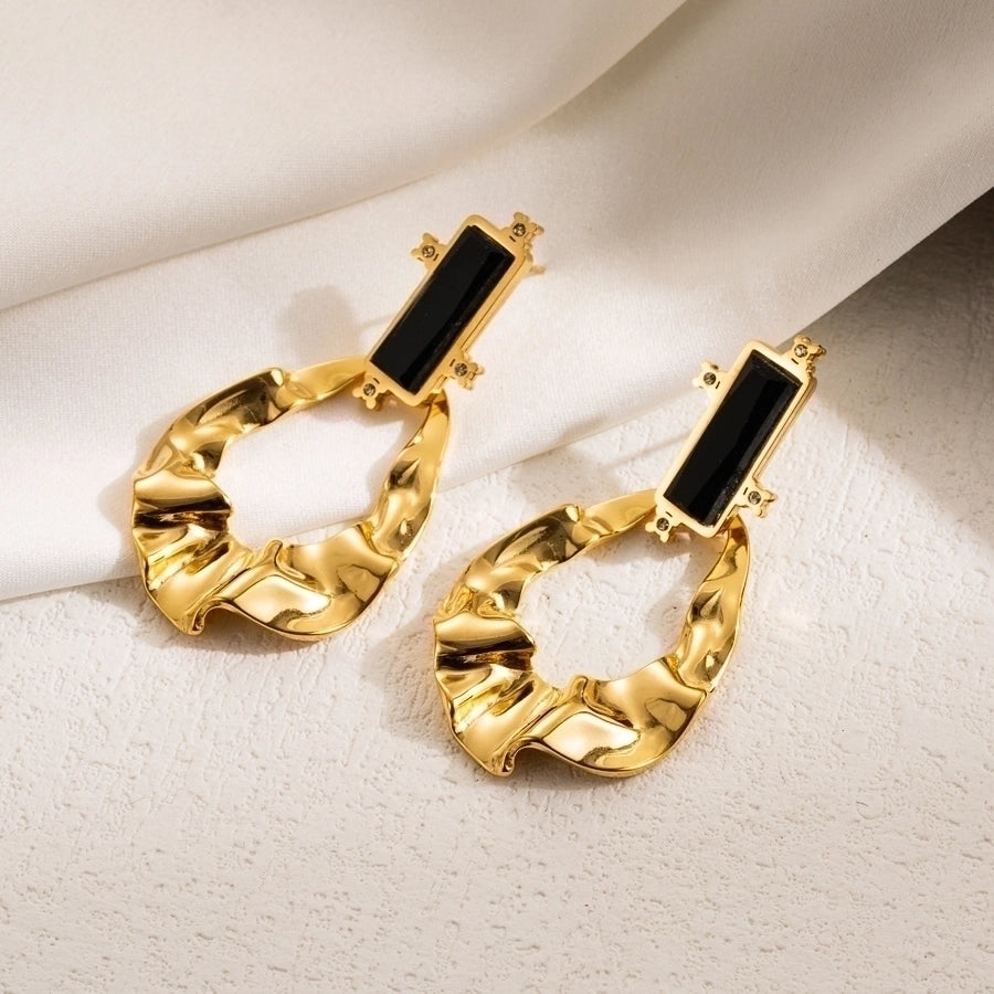 1 pair ig style leaves flower ginkgo leaf plating stainless steel drop earrings