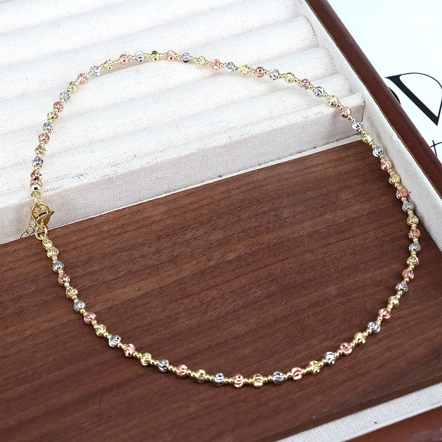 Copper 18K Gold Plated Beaded Plating Round Bracelets Necklace