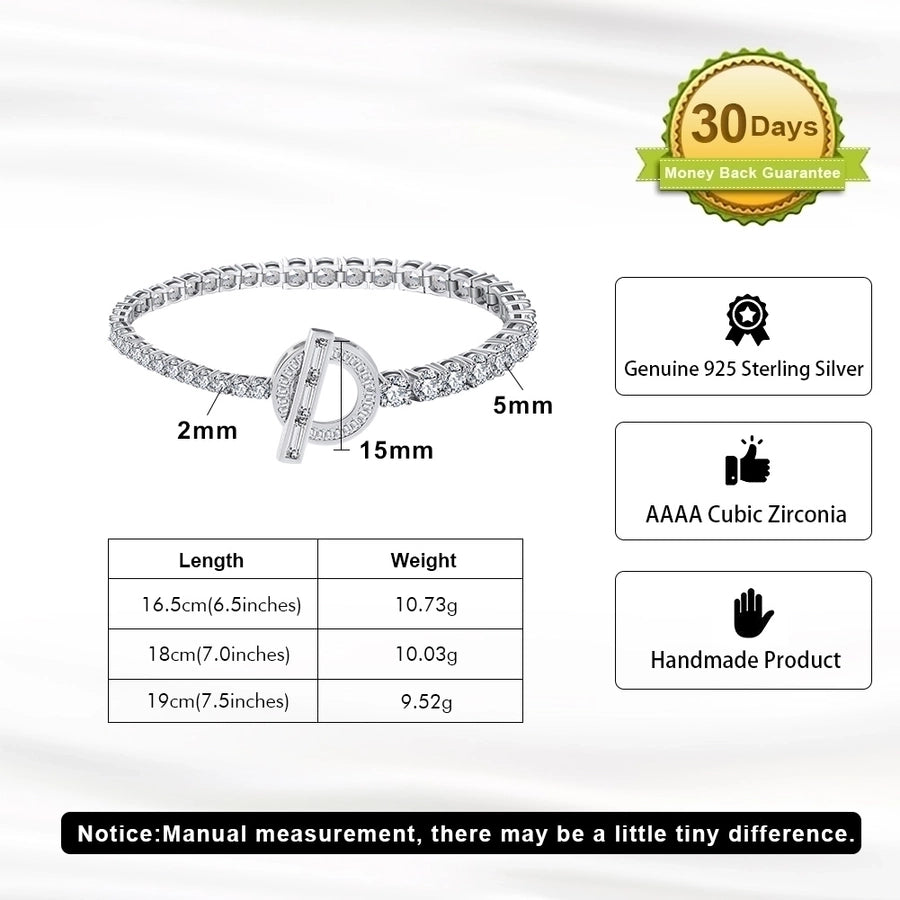 925 Sterling Silver Bracelets Simple Style Shiny
