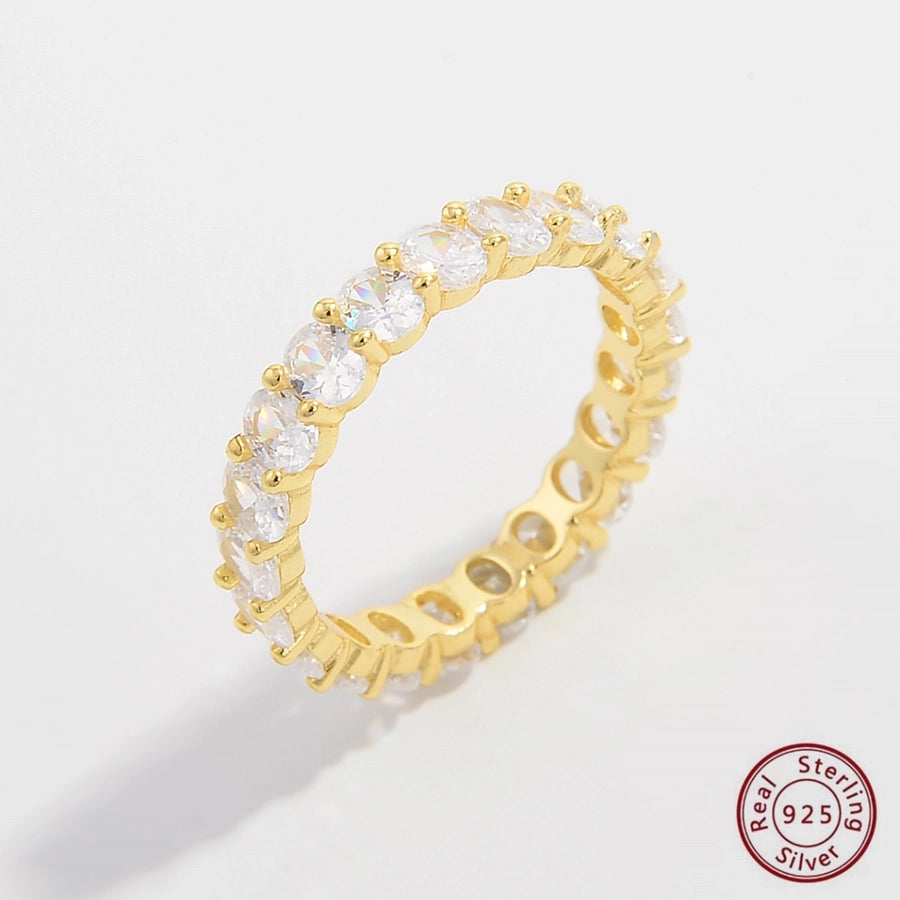 925 Sterling Silver Zircon Solid Color Rings