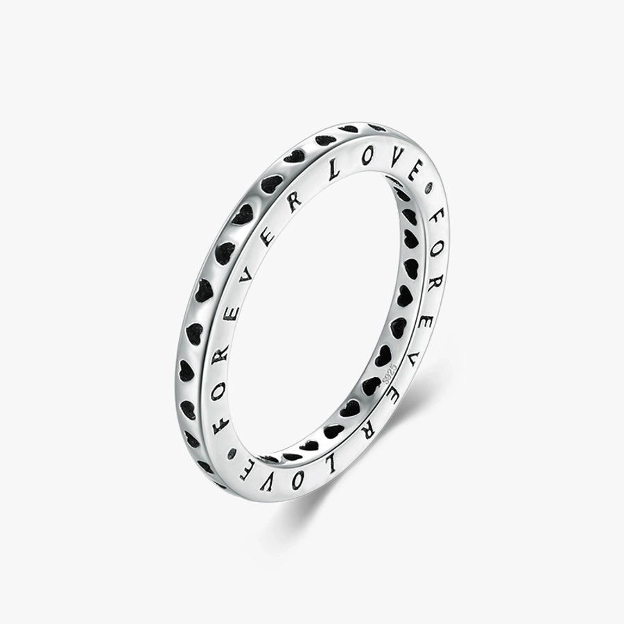 925 Sterling Silver Letter Heart Shape Rings