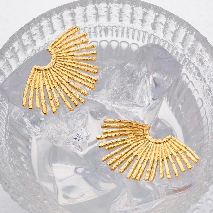 1 Pair IG Style Simple Style Sector Plating 304 Stainless Steel Ear Studs