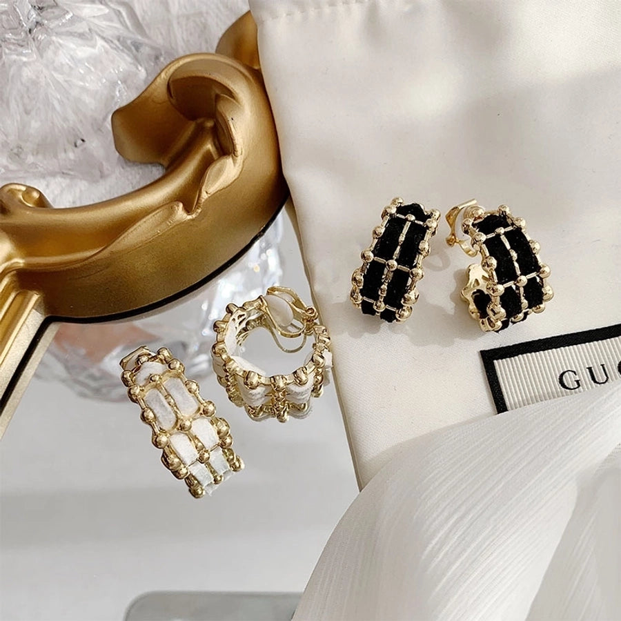 1 pair simple style c shape plating alloy cloth gold plated ear cuffs ear studs