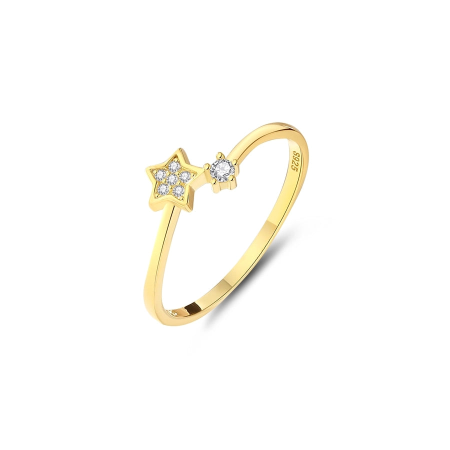 925 Sterling Silver Zircon Star Rings