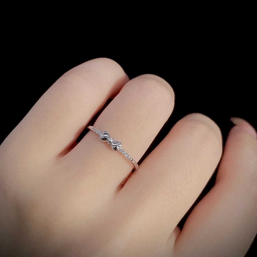 925 Sterling Silver Zircon Bow Knot Rings