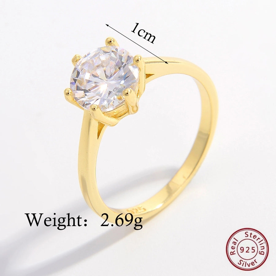 925 Sterling Silver Zircon Solid Color Rings