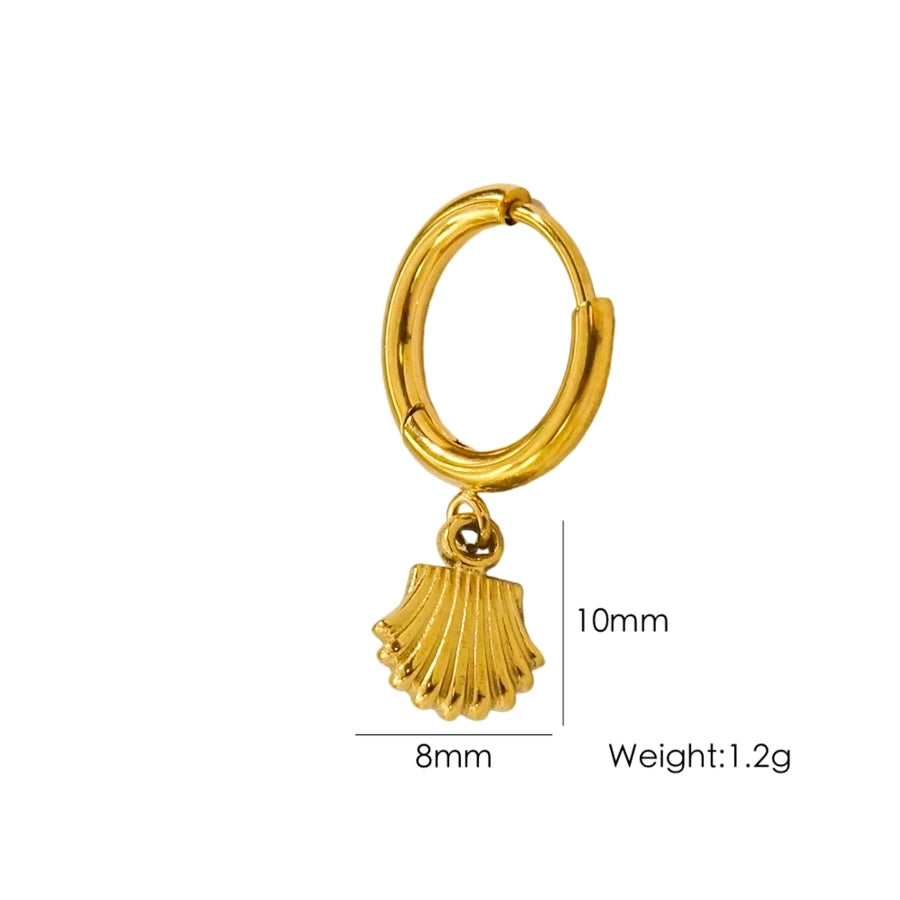 1 Piece IG Style Marine Style Beach Starfish Conch Dolphin Polishing 304 Stainless Steel 14K Gold Plated Drop Earrings