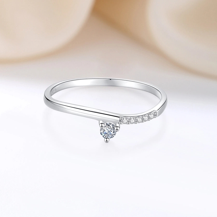 925 Sterling Silver Zircon Curve Rings
