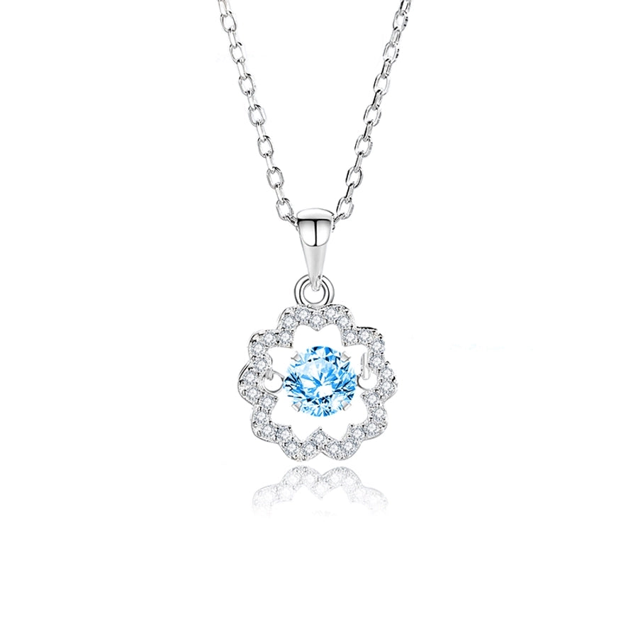 925 Sterling Silver Moissanite Zircon Inlay Flower Pendant Necklace