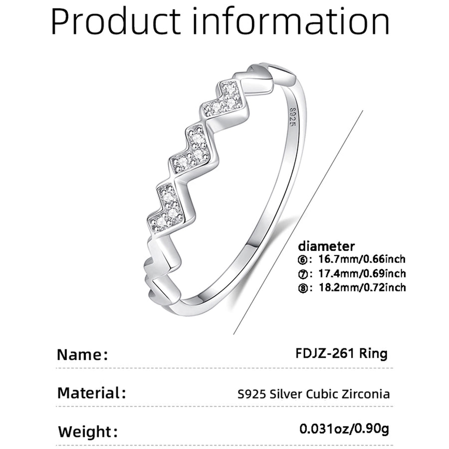 925 Sterling Silver Zircon Heart Shape Rings