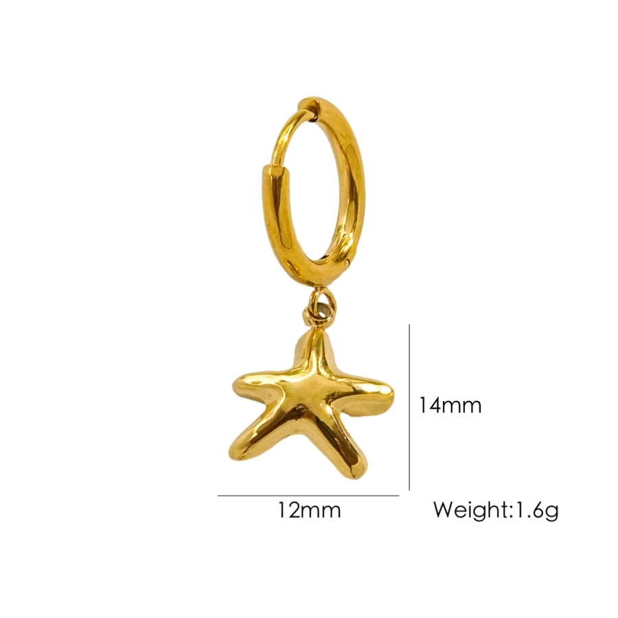 1 Piece IG Style Marine Style Beach Starfish Conch Dolphin Polishing 304 Stainless Steel 14K Gold Plated Drop Earrings