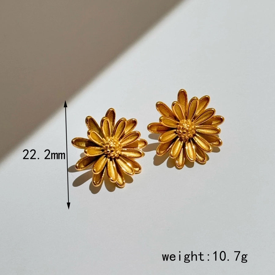 1 Pair Vintage Style Sweet Commute Flower Plating 304 Stainless Steel 18K Gold Plated Ear Studs