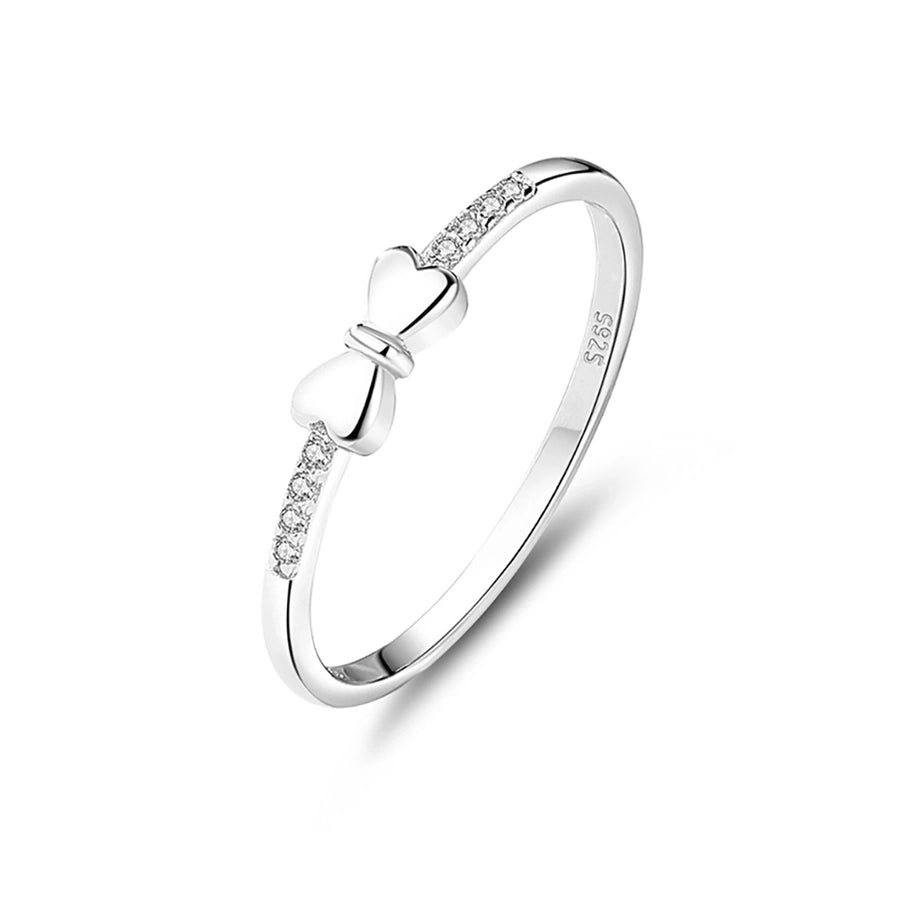 925 Sterling Silver Zircon Bow Knot Rings