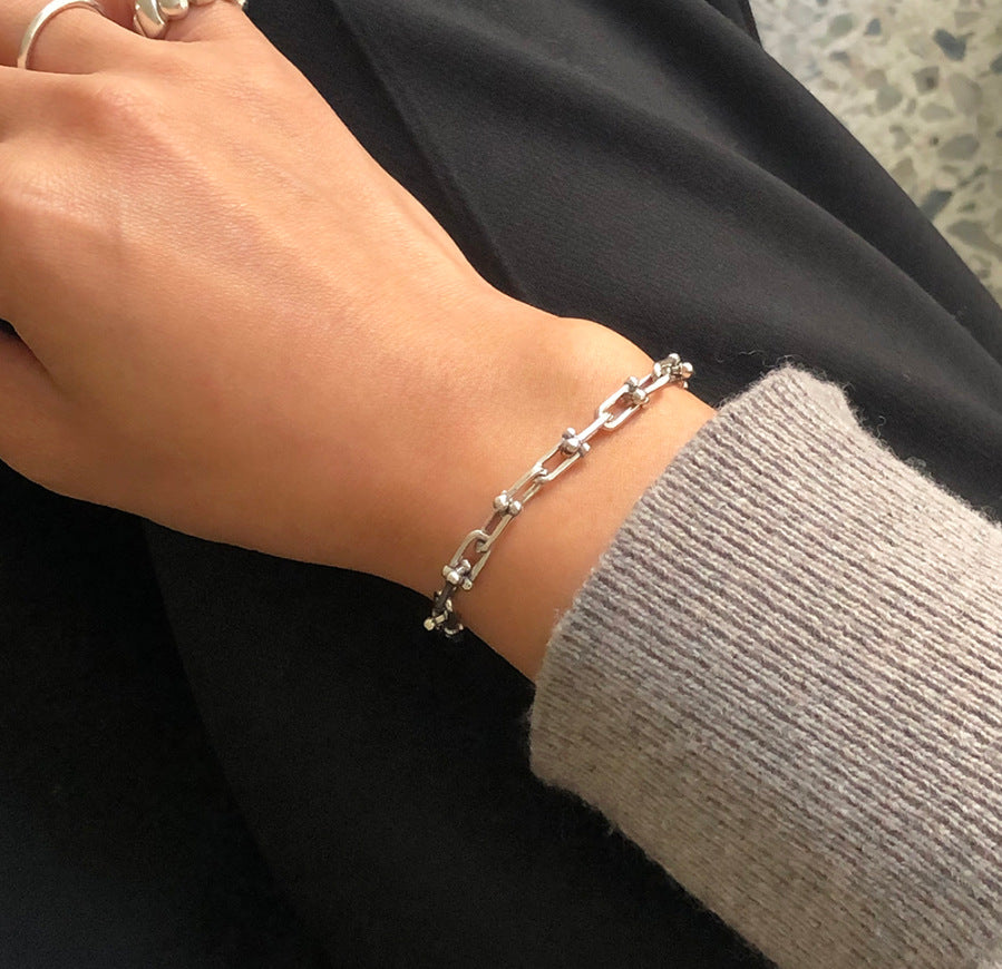 925 Sterling Silver Bracelets Basic Modern Style Classic Style